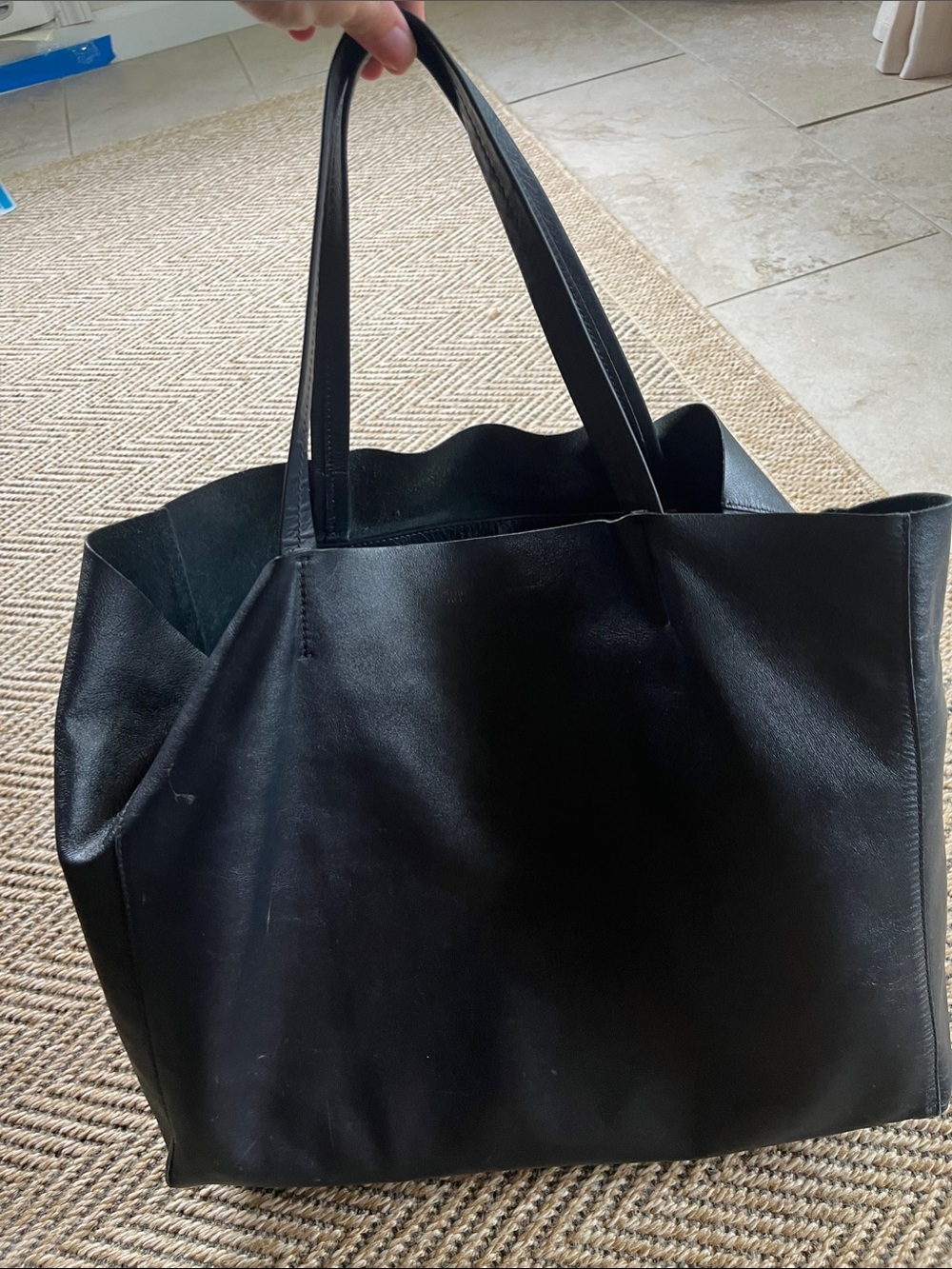 Celine Black Grained Leather Cabas Tote Bag